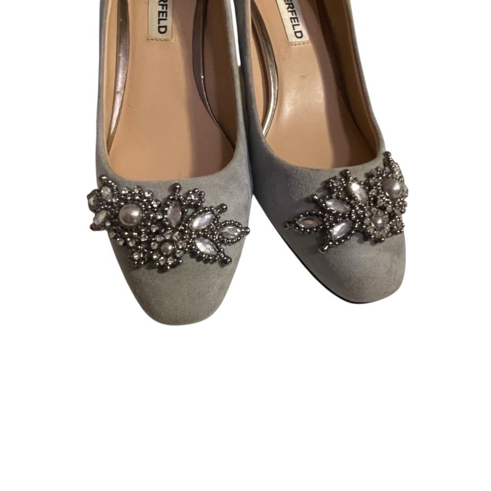 Karl Lagerfeld Elegant Gray Embellished Heels Womens size 6 - Picture 7 of 9